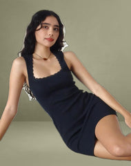 Jilly Mini Dress in Ribbed Black