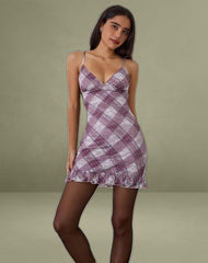 Delos Ruffle Mini Dress in Country Check