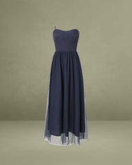 Blue Shirred Flowy Slip Maxi Dress