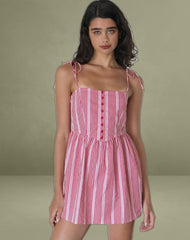 Kesyani Mini Dress in Vertical Pink Stripe