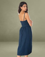 Krista Maxi Dress in Poplin Navy