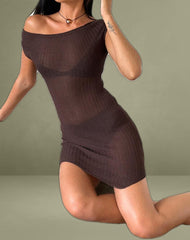 Susannah Dress in Wide Rib Knit Brown