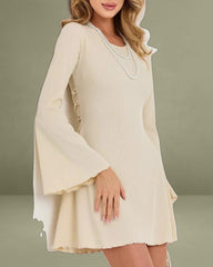 Apricot Bell Sleeve Bodycon Mini Dress