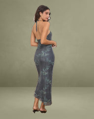 Ribka Midi Dress in Faded Botanical Green