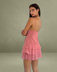Riasi Mini Dress in Chiffon Blush