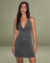 Malora Cowl Mini Dress in Charcoal