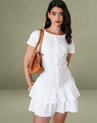 Movan Dropped Waist Mini Dress in White