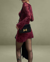 Red Floral Round Neck Mini Dress