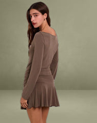Aleida Belted Mini Dress in Cupro Mink
