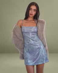 Turu Mini Dress in Sequin Abstract Rose Grey