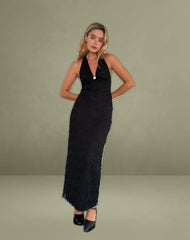 Atma Halterneck Maxi Dress in Canina Lace Black