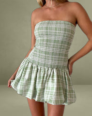 Tilikum Mini Dress in Table Cloth Neo Mint