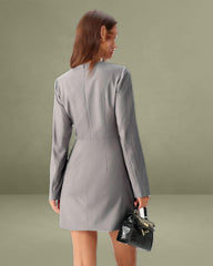 Grey A-Line Long Sleeve Mini Dress