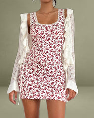Camina Dress in Summer Strawberry Off White