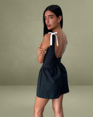 Taleshi Mini Dress in Black with Tap Shoe Off White Bows