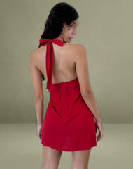 Leana Mini Dress in Private Slub Adrenaline Red