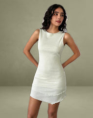 Renata Mini Dress in Ivory Shimmer Rib