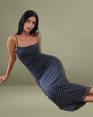 Darsih Maxi Dress in Heart Flock Navy and Yellow