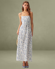 Blue Floral Slip Maxi Dress