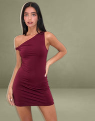 Leona Twist Mini Dress in Wine Red