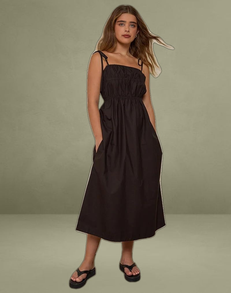 Haruko Midi Dress in Bitter Chocolate