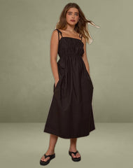 Haruko Midi Dress in Bitter Chocolate