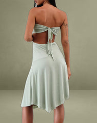 Akira Bandeau Midi Dress in Slinky Sage