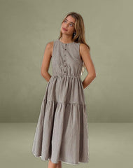 Galuh Smock Dress in Mini Brown Gingham