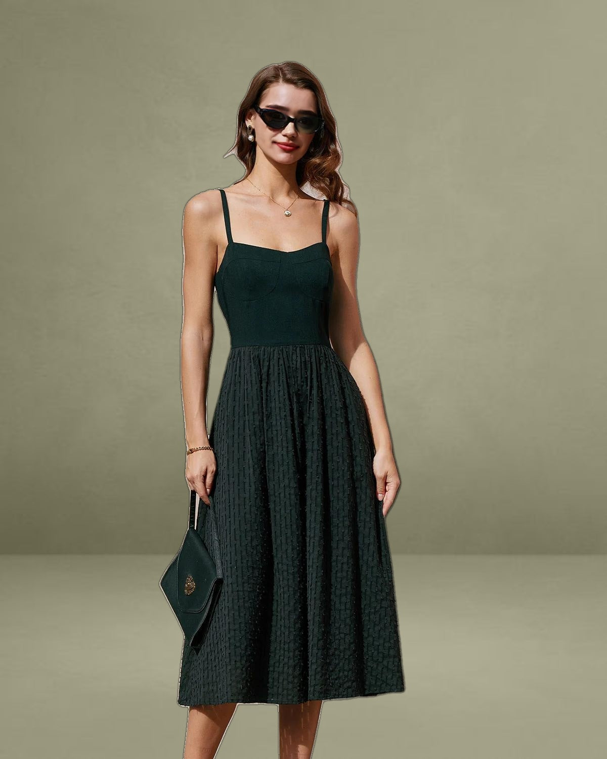 Black Sweetheart Neck Slip Midi Dress