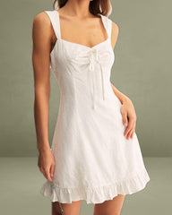 White Jacquard Sweetheart Neck Slip Mini Dress