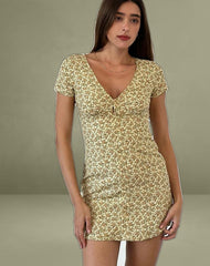 Omoni Dress in Washed Ditsy Yellow