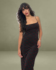 Darsih Maxi Dress in Lips Flock Black
