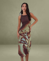 Aysun Midi Dress in Lumen Mesh Brown