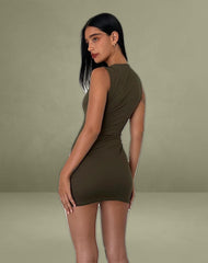 Jinsuen Mini Dress in Lycra Olive