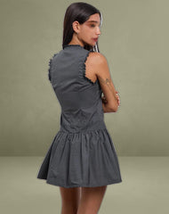 Dayara Mini Dress in Poplin Charcoal Grey