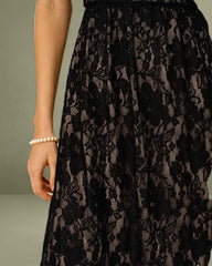 Black Sweetheart Neck A-Line Slip Midi Dress