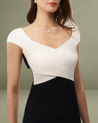 Black Contrast Bodycon Slip Sweater Dress