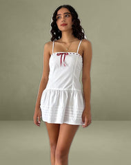 Dhilla Mini Dress in White Poplin