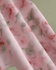 Pink Floral Shirred Slip Midi Dress