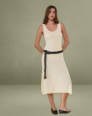 Ashtin Midi Dress in Pointelle Ivory