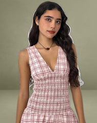 Hevoria Mini Dress in Basic Tartan Pink