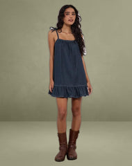 Carlisle Mini Dress in Chambray Indigo