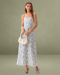 Blue Floral Slip Maxi Dress
