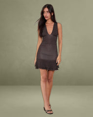 Lanai Mini Dress in Micro Polka Brown