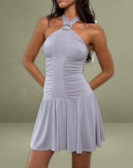 Belasar Mini Dress in Cupro Lilac Grey