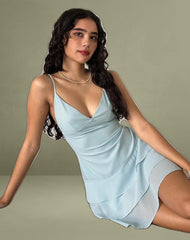 Riasi Mini Dress in Baby Blue Chiffon
