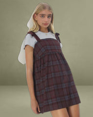 Mikayla Mini Dress in Burgundy and Blue Check