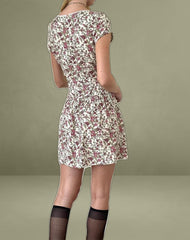 Tipani Mini Dress in Vintage Bloom Ivory