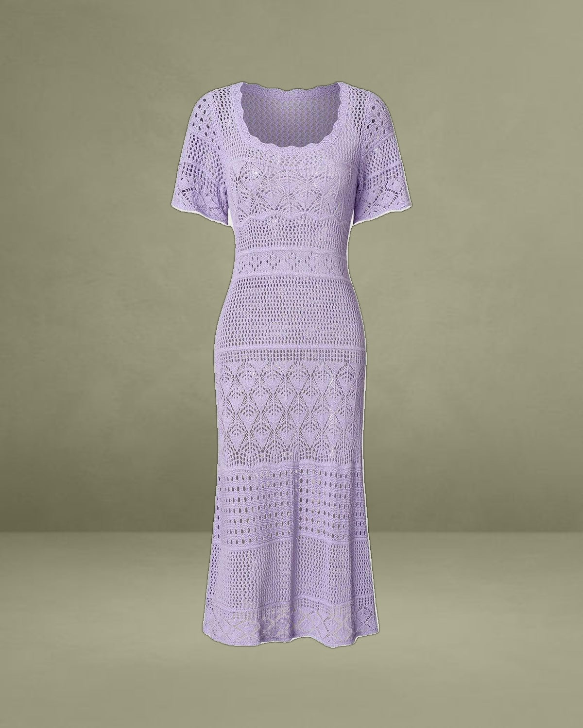 Purple U Neck Cut Out Sweater Dress