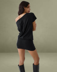 Edwina Off The Shoulder Mini Dress in Black